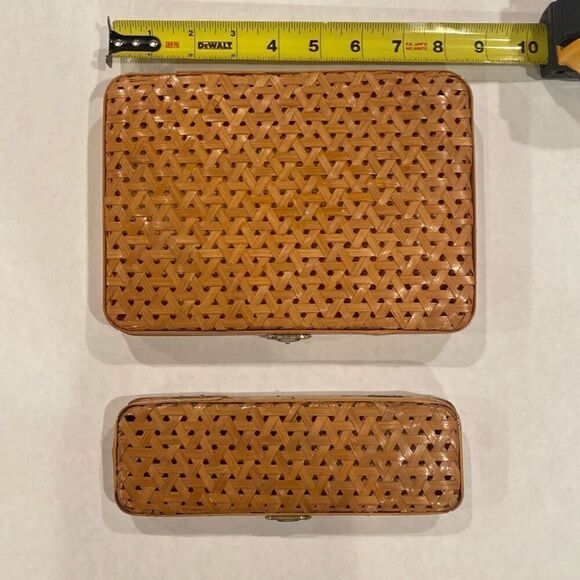 Vintage Lillian Vernon Nesting Pencil Cases Bamboo Cane Woven 2 Pieces - Picture 5 of 12
